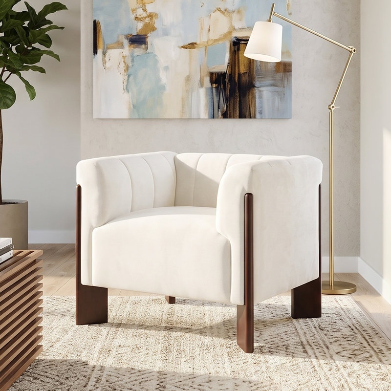 Chaise d'appoint Kesten, Beige Chenille