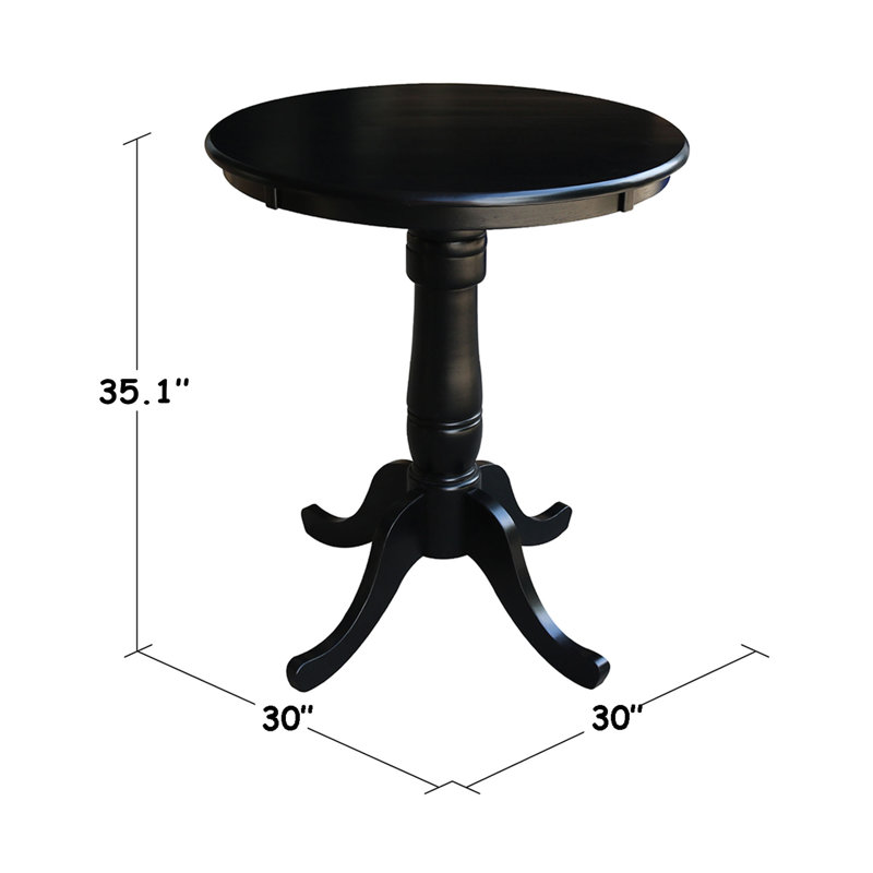 Table de salle à manger en bois massif Mosteller, Noir, noir, noir, noir, H 36 po x l 30 po x P 30 po