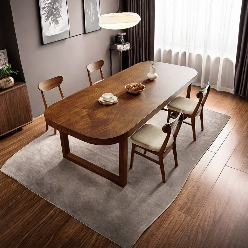 4 - Person Pine Solid Wood Solid Wood Top Double Pedestal Dining Set, 29.53"H x 86.61"L x 35.43" W