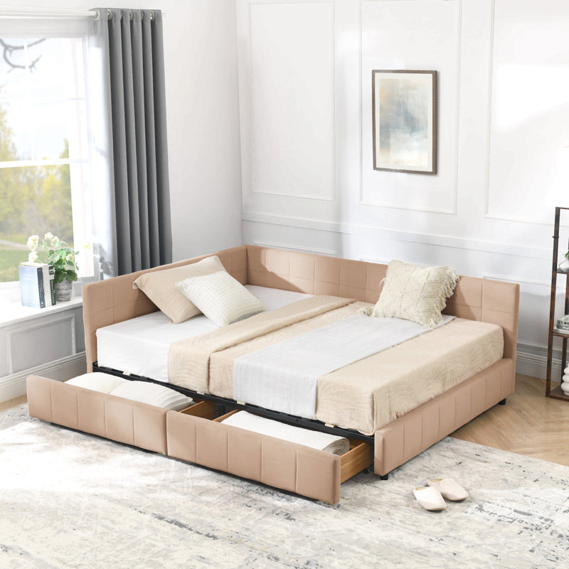 Full Size Storage Upholstered Tufted Bed Frame, Sofa Bed Frame With Comfortable Backrest And Armrests, Full Size Bed For Bedroom, Living Room,Velvet