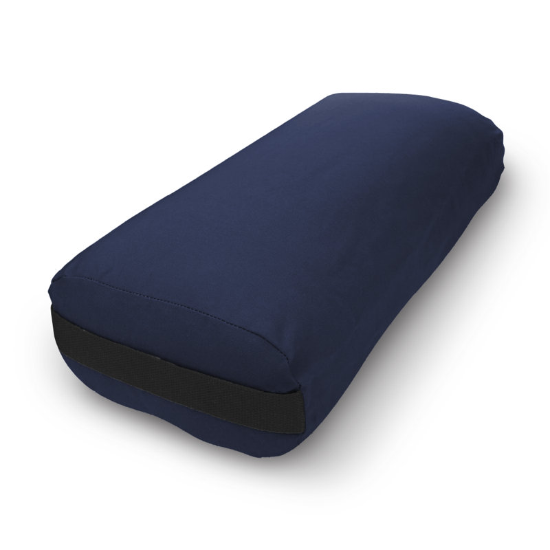 Batting Yoga Bolster - Studio Grade Pillow with Cover, Rectangular, Cotton, Navy