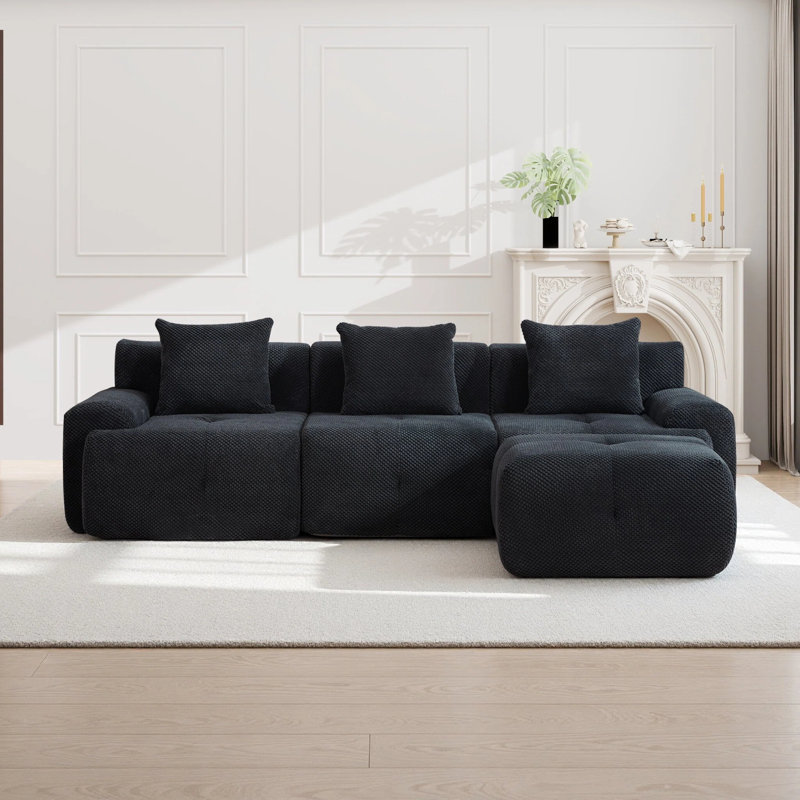 104" Modular Sectional Sofa, Modern Cloud Sectional Couch, L-Shape Boneless Couch For Living Room Apartments Bedroom, No Assembly Required