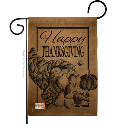 Cornucopia 2 côtés en polyester 19 x 13 po happy drapeau de jardin