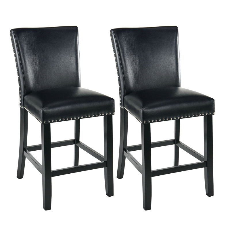 Ringwood Upholstered Counter Stool with Solid Wood Frame, Black