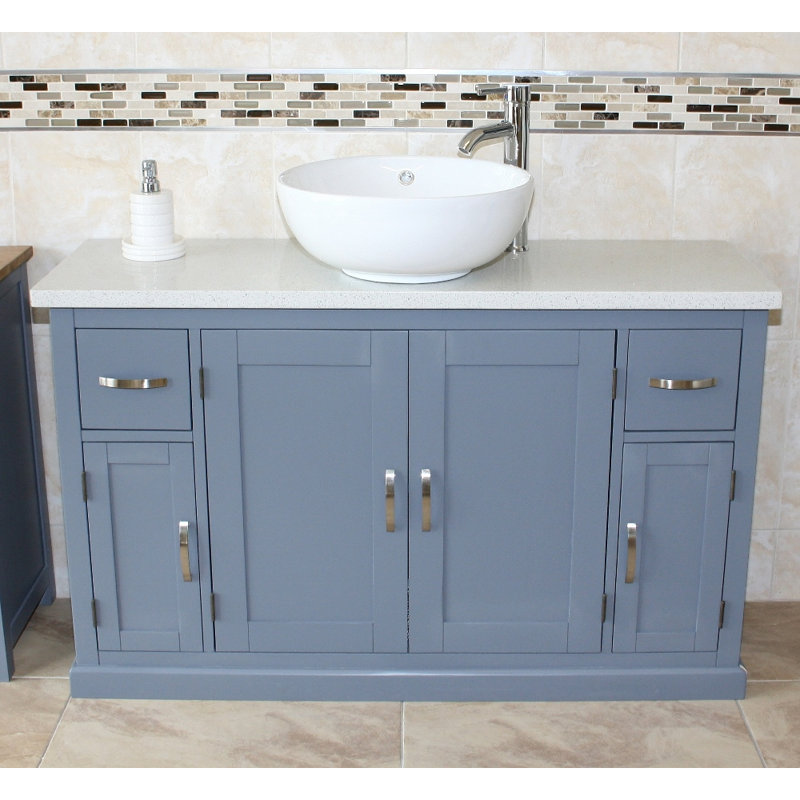 Biskra 1230mm Single Bathroom Vanity with Vessel Ceramic Basin, White