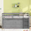 Lit mezzanine simple gris avec bureau et rangement, fabrication en bois massif pour une durabilité de rangement sur tablette latérale - Conception compacte-718631709-718631708