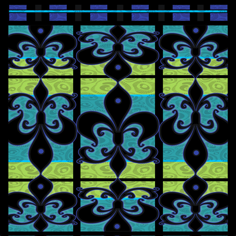 Gina Rivas Design Peacock Patch Greens - impression sur toile tendue, H 36 po x l 36 po, Oui, Cadre photo noyer