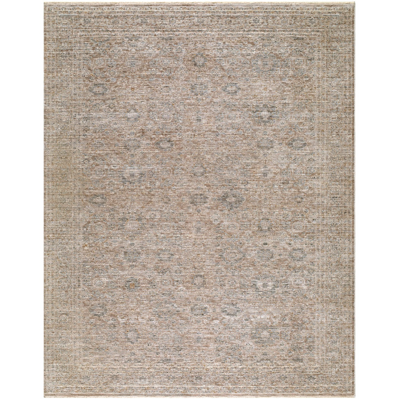 Tapis tissé à la machine Bayan, Rectangle 4 pi 12 po x 7 pi 10 po, Brun