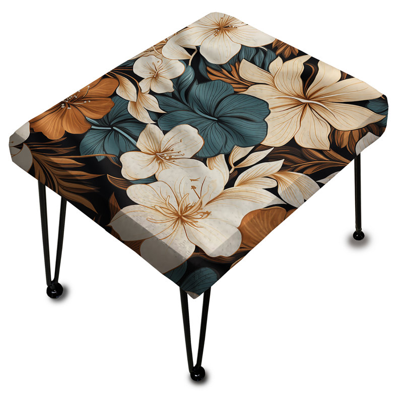 Monochrome Serenity Tropical Pattern I - Tropical Rectangle Ottoman