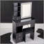 Petit meuble-lavabo de bureau à gauche avec petit tabouret + tabouret rembourré, miroir à DEL coulissant à contrôle tactile, changement de couleur tricolore, réglage de la luminosité, multicouche, convient aux petits espaces, certificat EPA, GCC, UL
