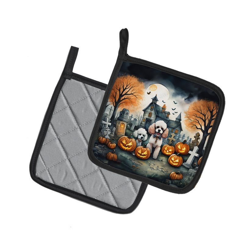 Paire de porte-casseroles Poodle Spooky Halloween