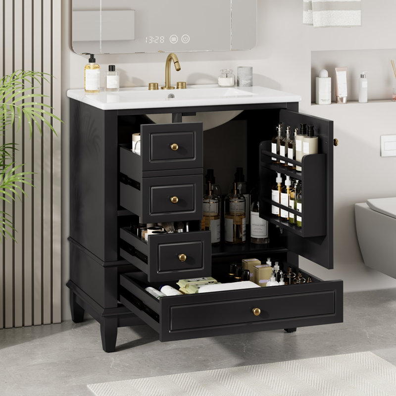 Meuble-lavabo 30 po avec lavabo, Noir