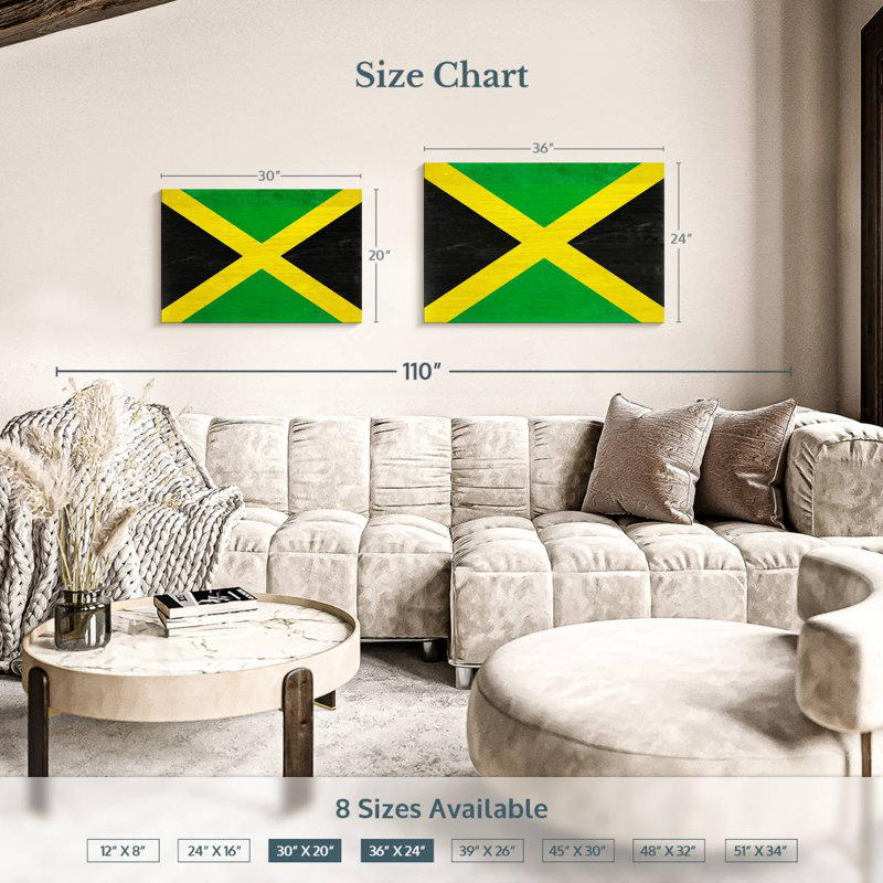 Borges Wood Jamaica Flag, 20" H x 30" W
