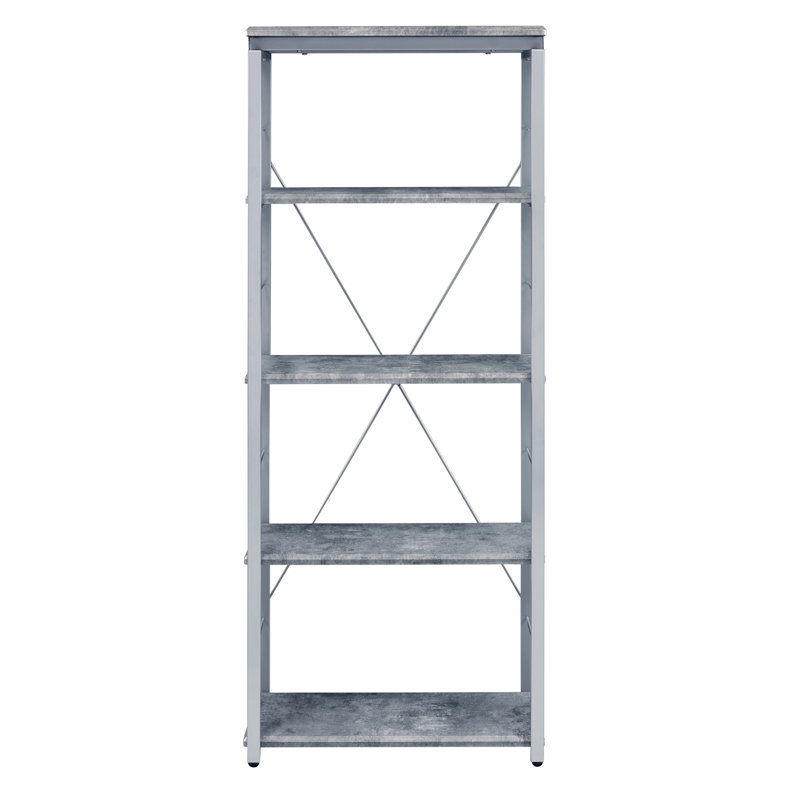 Grey And Silver 4-Shelf Bookcase