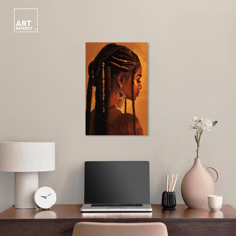 «Crowned in Braids», toile Art Portrait par Art Remedy, Toile tendue, H 24 po x l 16 po