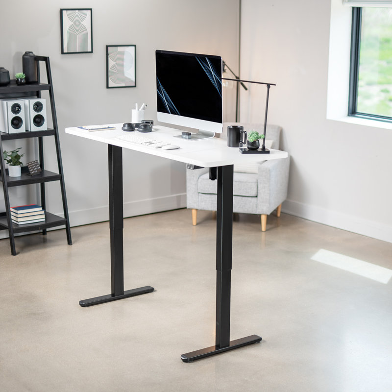 Bureau électrique à hauteur ajustable, série DESK-KIT-B06B, Blanc / Noir