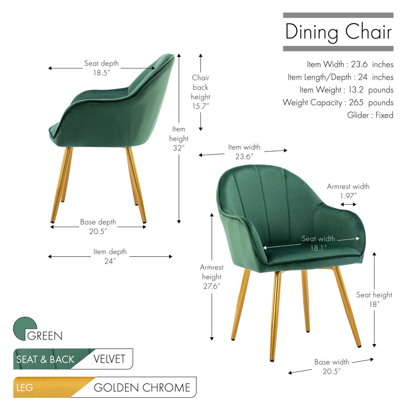 Isaiah Upholstered Dining Chair, Green