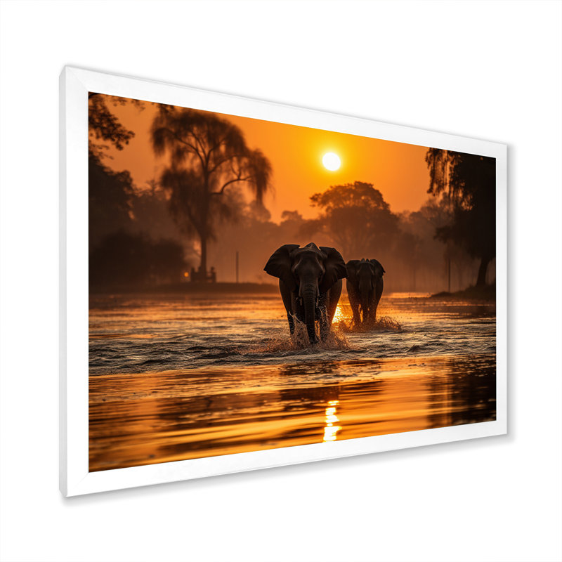 Glorious Elephant In The Wild, H 24 po x l 32 po x P 1 po, Cadre photo blanc
