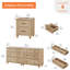 Ensemble de commode et table de chevet 4 pièces - Comprend deux commodes à 3 tiroirs et deux tables de chevet avec station de charge-1015592997