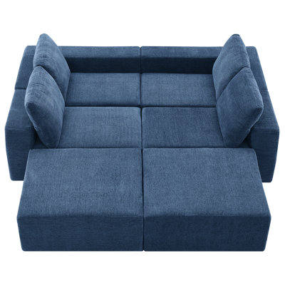 Canapé modulaire rembourré confortable avec repose-pieds, 110 x 72 po, sans assemblage, chenille spacieuse pour salon et chambre à coucher, assise profonde, assemblage requis,
