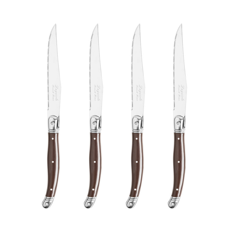 French Home Laguiole Steak Knives, 4-Piece Set, Chocolate Brown