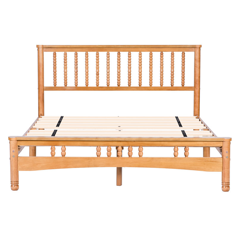 Structure de lit plateforme en bois massif grand format avec tête de lit - sommier tapissier assemblage facile Fabrication en bois de couleur chêne Non