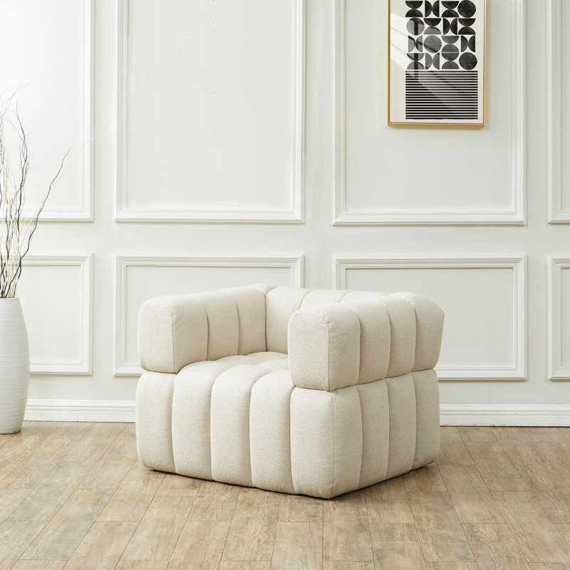 Don Calyna Upholstered Armchair, Light Gray Boucle