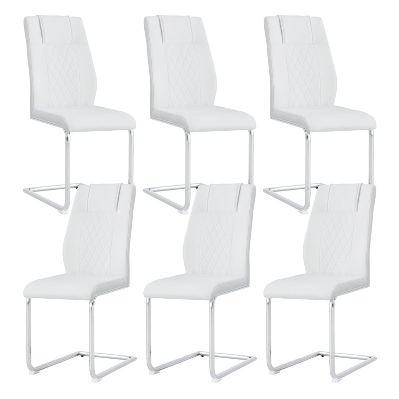Chaises de salle à manger Kimara, Blanc, Argent