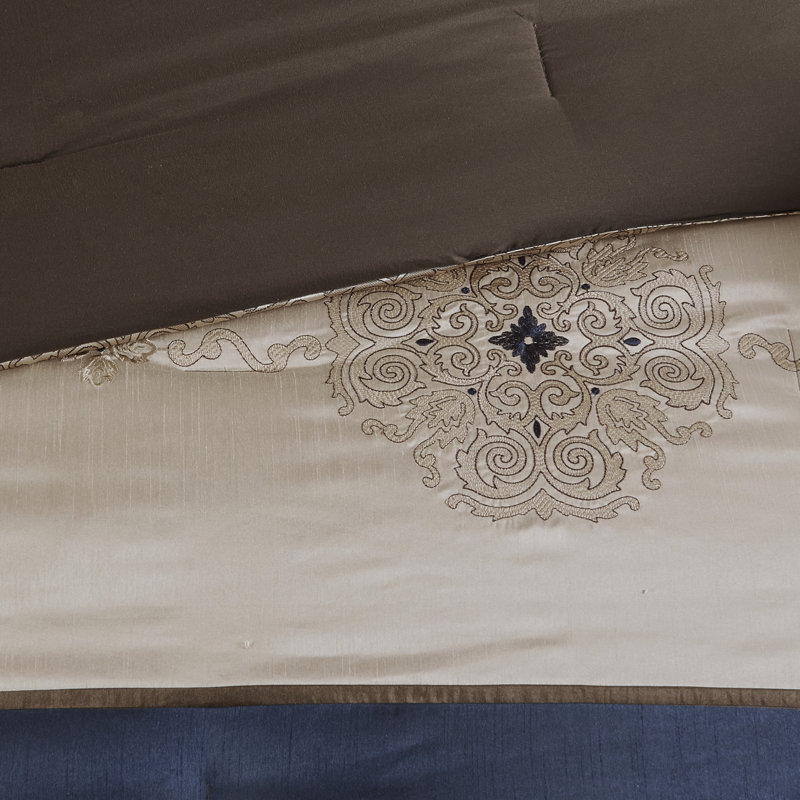  Delaney Jacquard Traditional 24 Piece Room in a Bag, Queen Comforter + 23 Additional Pieces, Navy