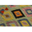 Tapis géométrique vert / brun / rouge en laine fabriqué à la main 6 pi 8 po x 9 pi 9 po Madee