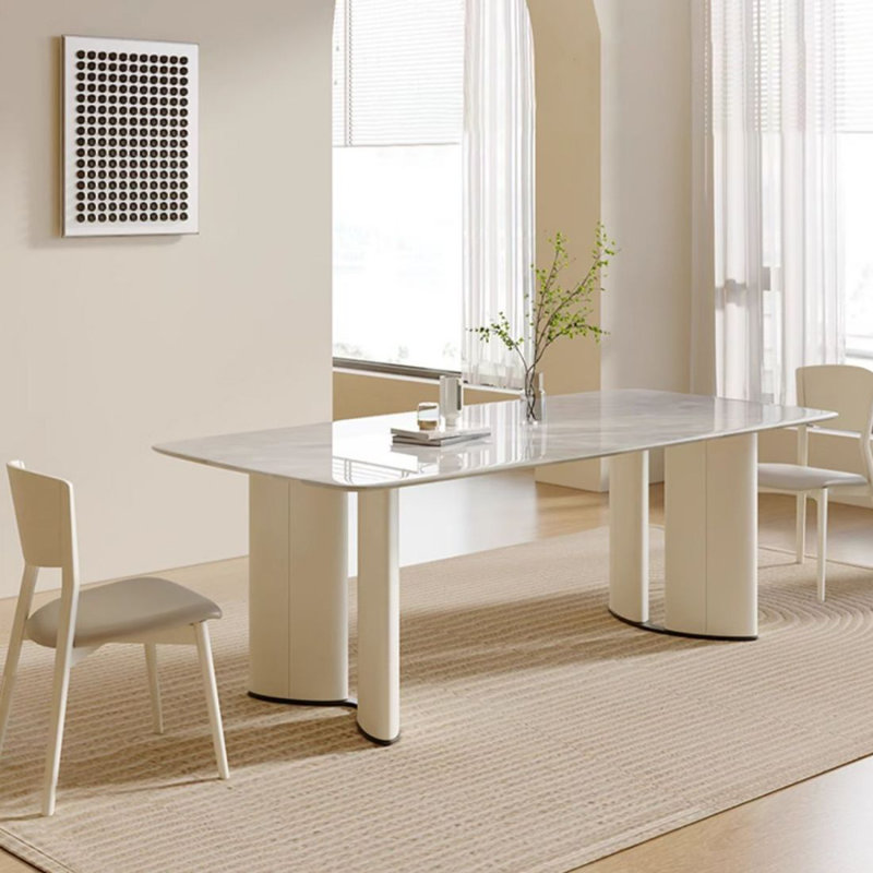 Rectangular marble dining table, 29.53"H x 62.99"L x 35.43"W