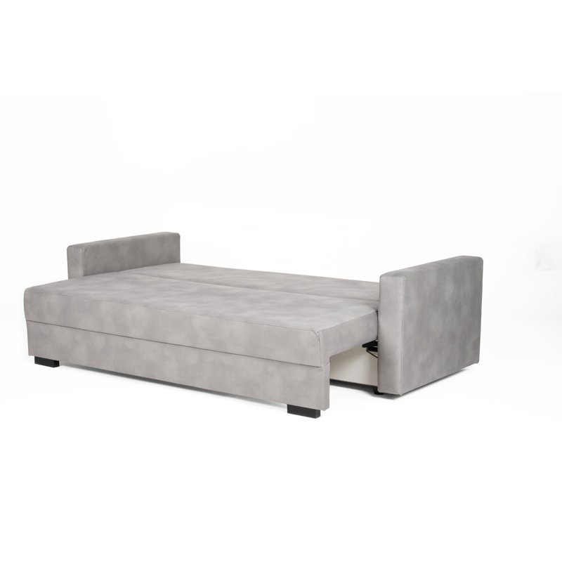 3 Seater Fabric Sofa Bed, Silver