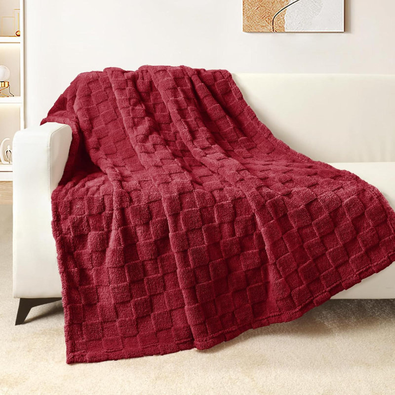 Machine Woven Heated Throw Blanket, Red