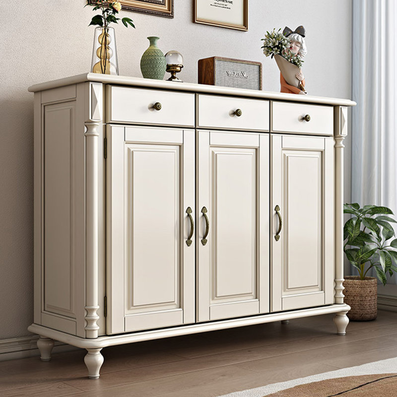 White Solid Wood Shoe Storage Bench
