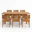 Ensemble de salle à manger d'extérieur en bois d'acacia 7 pièces avec table extensible et 6 chaises, teck