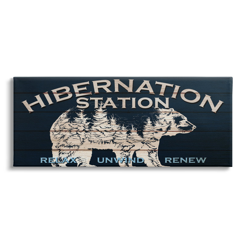 Hibernation Station Bear Silhouette Canvas Wall Art, 24 x 10