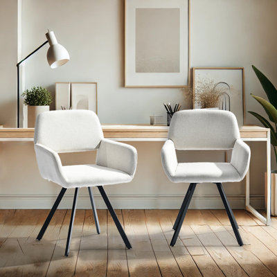 Leedey 49cm H Upholstered Metal Parsons Chair in Beige