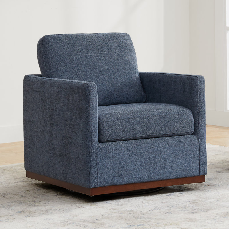 Assiatou Wide Swivel Arm Chair, Blue Twill