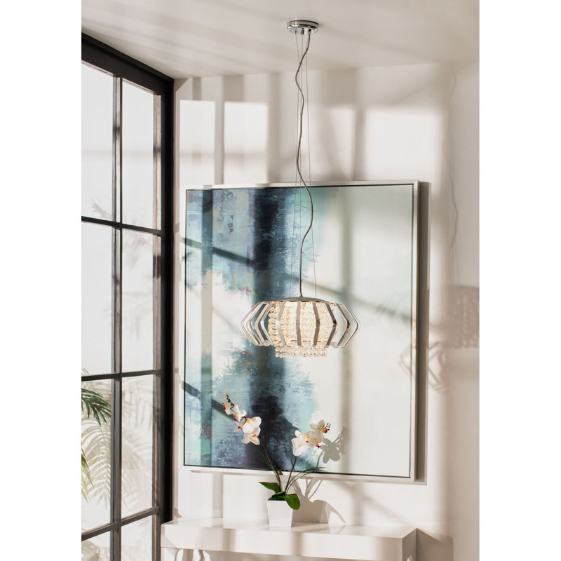 Lustre géométrique à 5 lumières avec détails en cristal Kaleigh