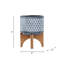 Ceramic 5" Aztec Planter On Wooden Stand, Gray-1126168503