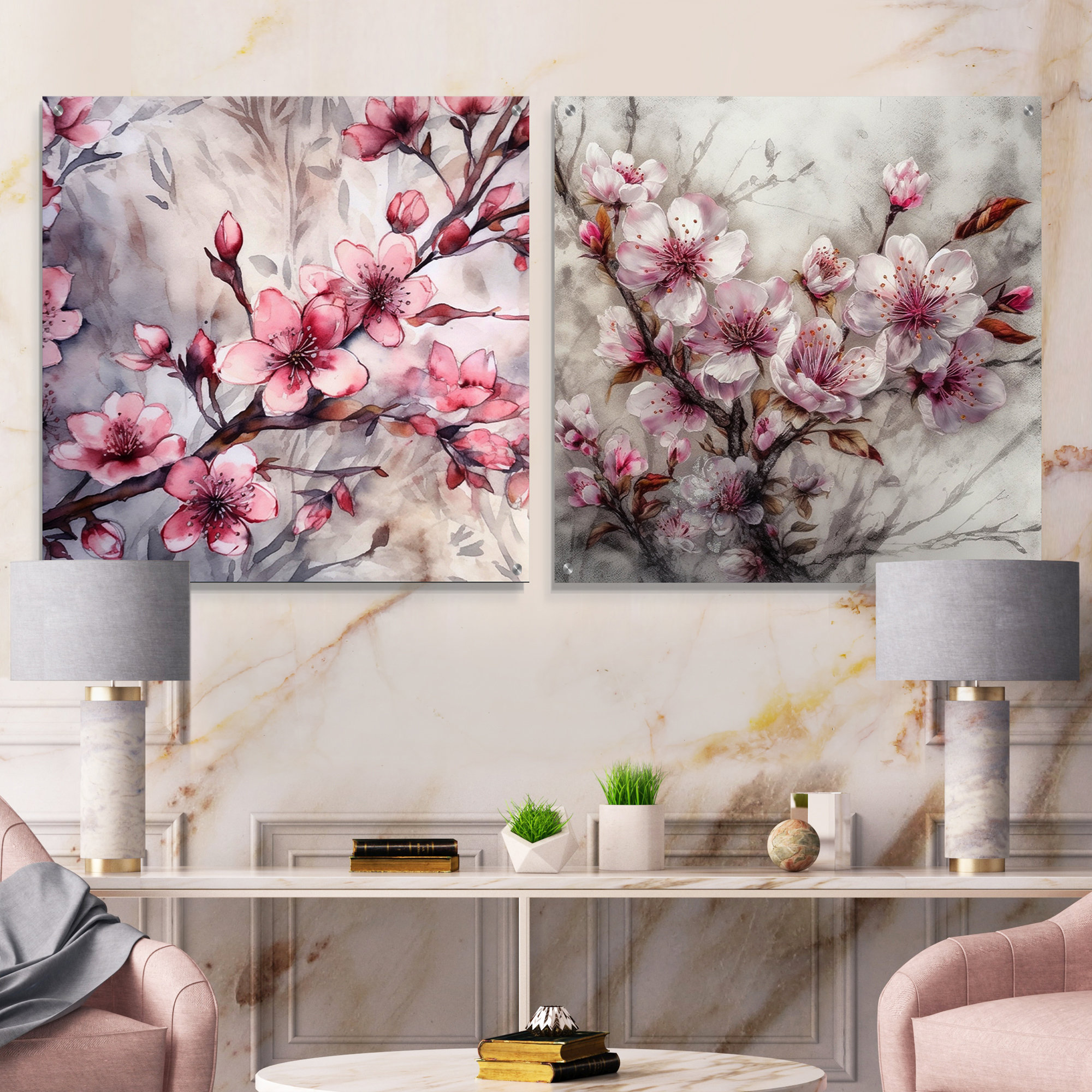 Lark Manor Pink Blooming Cherry Blossom I - Tree Cherry Blossom Acrylic ...