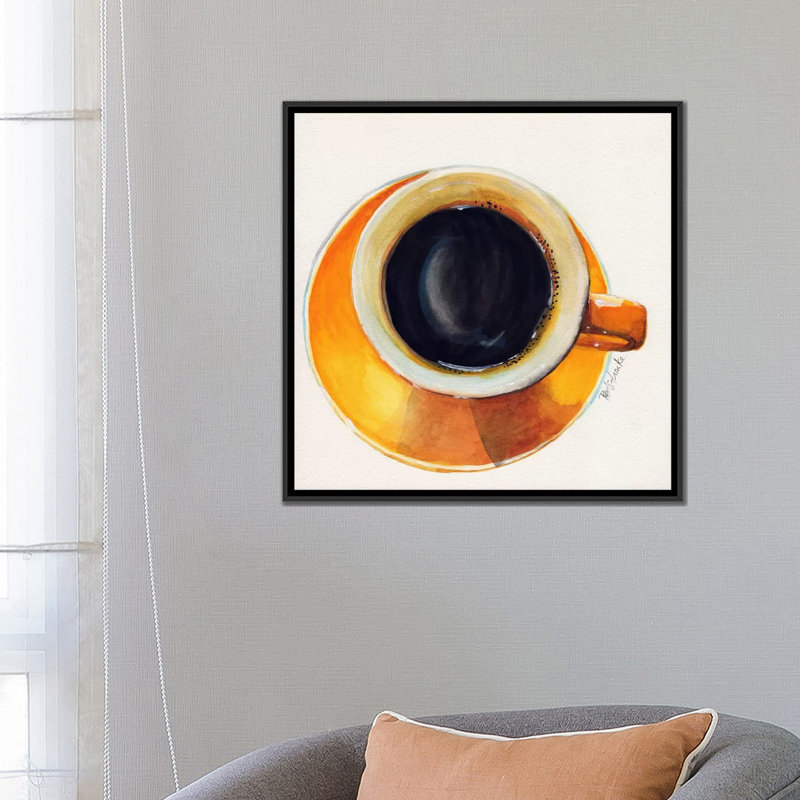 « yellow coffee cup » par jennifer redstreake, impression sur toile tendue, H 18 po x l 18 po x P 1,5 po, Pas de tapis