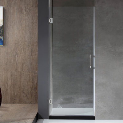 Porte de douche à charnière sans cadre avec garde-raz de marée L 24 po x H 70 po Passion