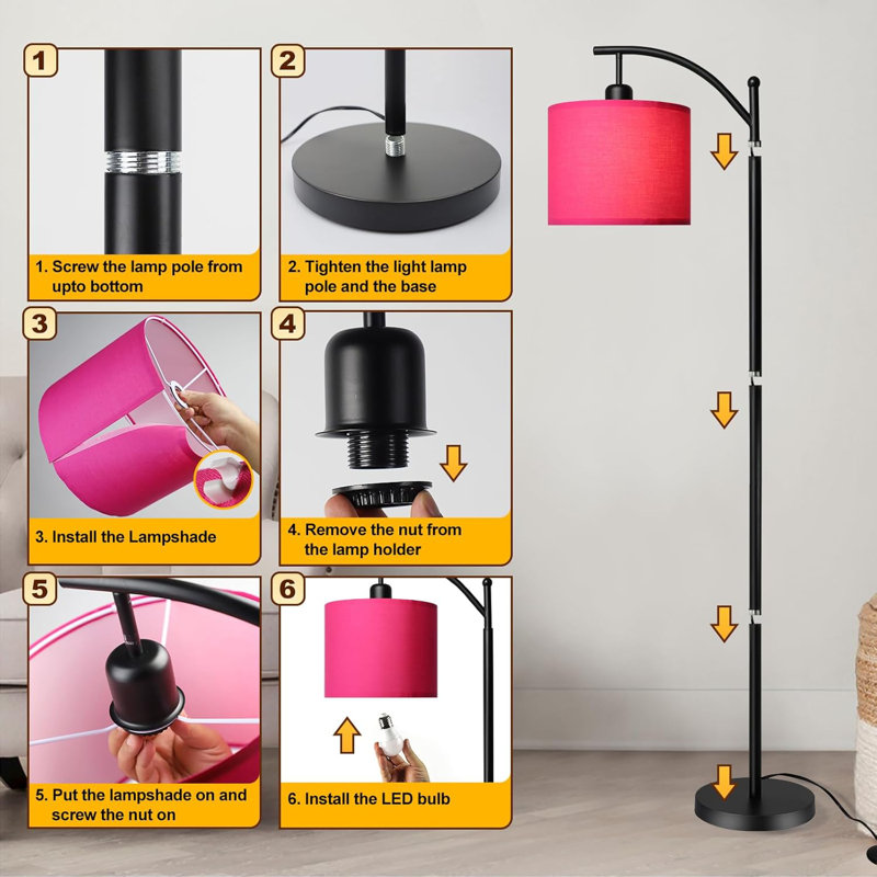 Modern Floor Lamp With Adjustable Color Temperatures, Sturdy Standing Lamp With Reading Light, Energy-Efficient LED Bulb Included, Ideal For Living Room And Bedroom