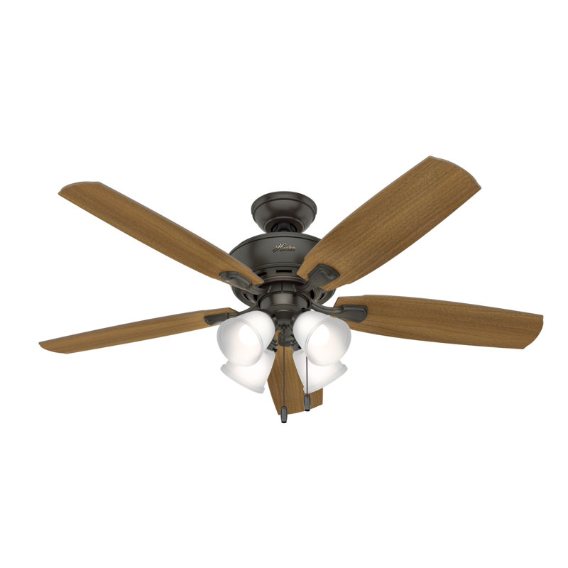 Ventilateur de plafond standard à 5 pales de 52 po avec chaîne de traction et ensemble d'éclairage inclus Amberlin