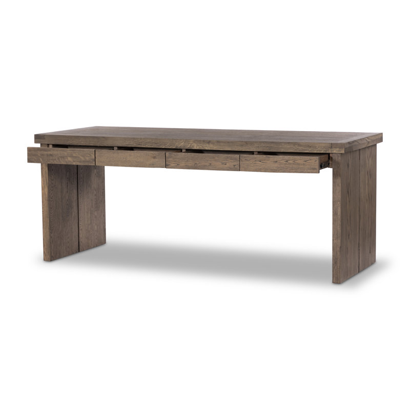 WARBY Solid Wood Writing Desk, Worn Oak