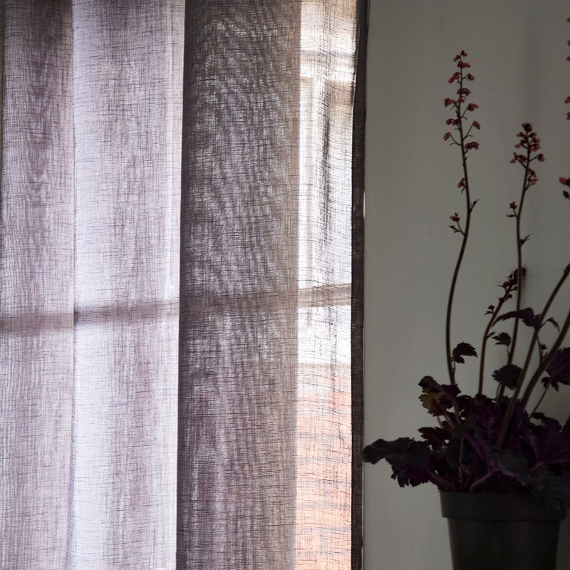 Sheer Curtain Single Panel, Mid Grey, 200cm x 298cm
