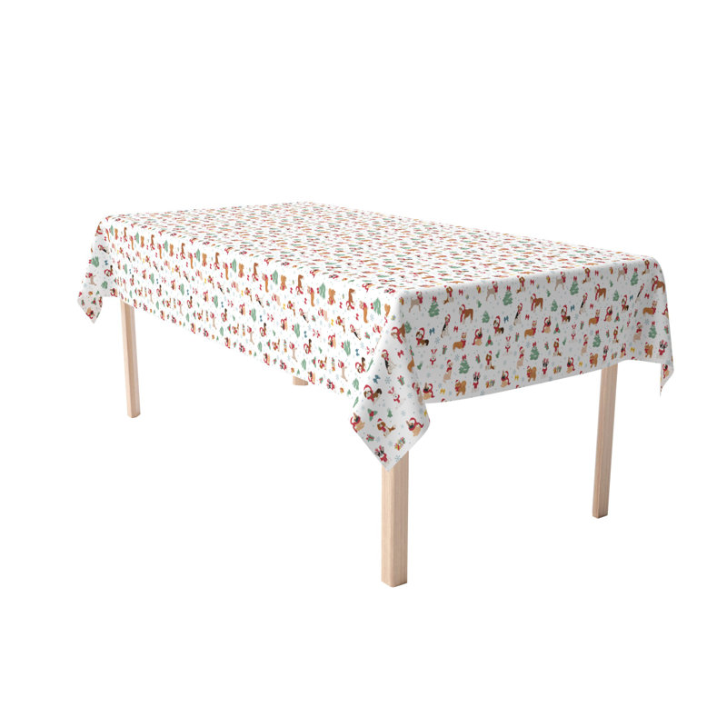 Elso  Rectangular Tablecloth, 100% Cotton, Holiday Dogs, 84" x 60"