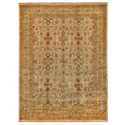One-of-a-Kind 15' X 19'7" Wool Area Rug Beige/Green/Red