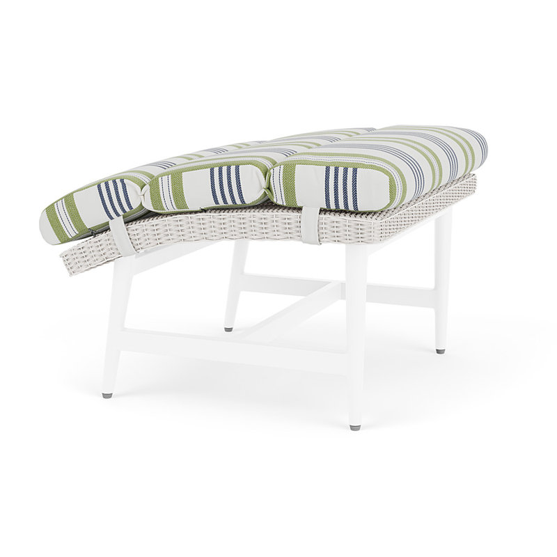 Cascade Outdoor Ottoman, Berkely Hall Green, White
